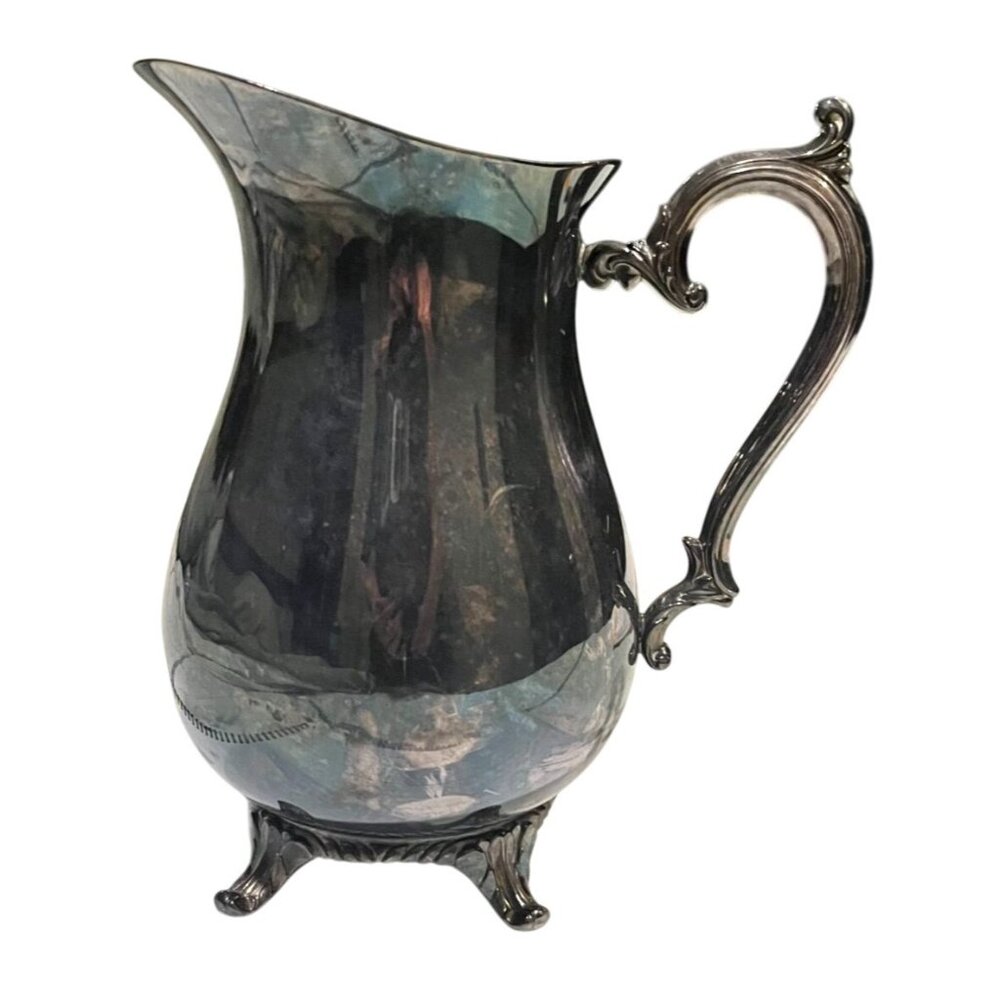Vintage W.M. Rogers Silver Plate Footed Pitcher With Ice Guard 817